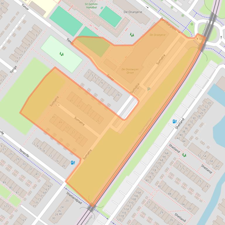 Kaart van postcodegebied 2721GG.