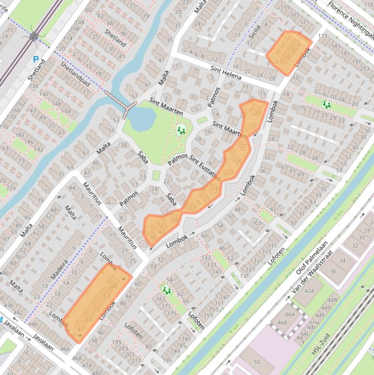 Kaart van postcodegebied 2721JA.