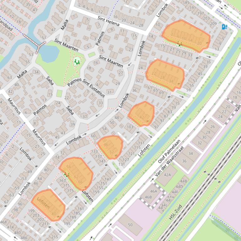Kaart van postcodegebied 2721JC.