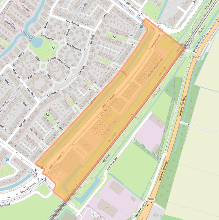 Kaart van postcodegebied 2721KX.