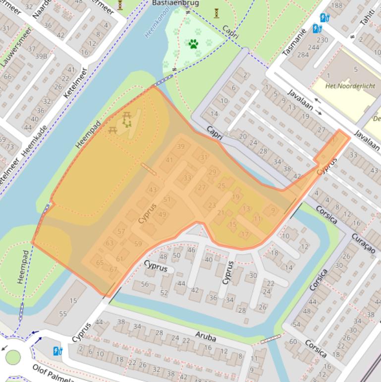Kaart van postcodegebied 2721LM.