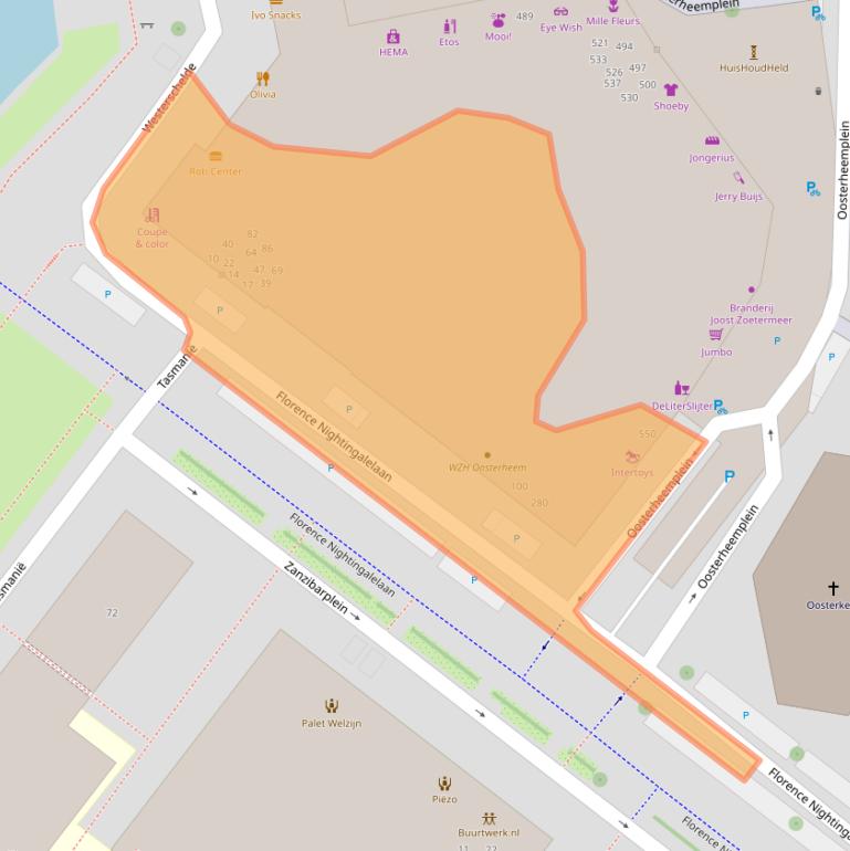 Kaart van postcodegebied 2721NP.