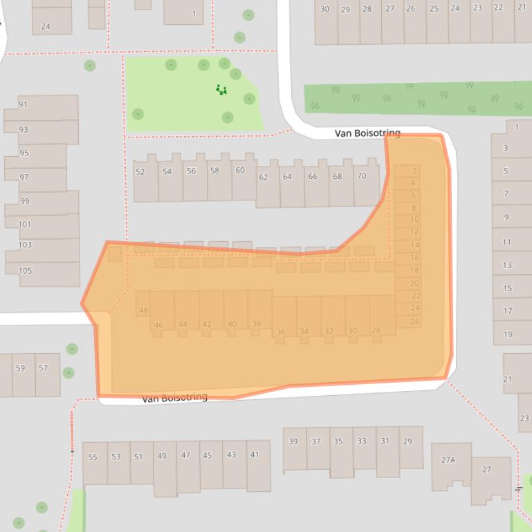Kaart van postcodegebied 2722AC.