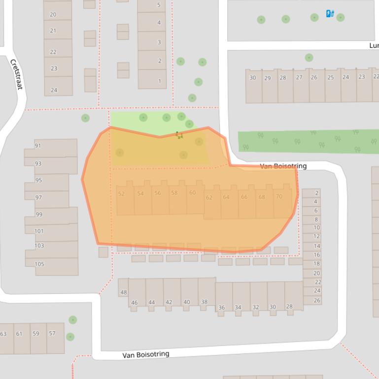 Kaart van postcodegebied 2722AD.