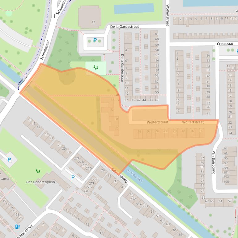 Kaart van postcodegebied 2722AG.