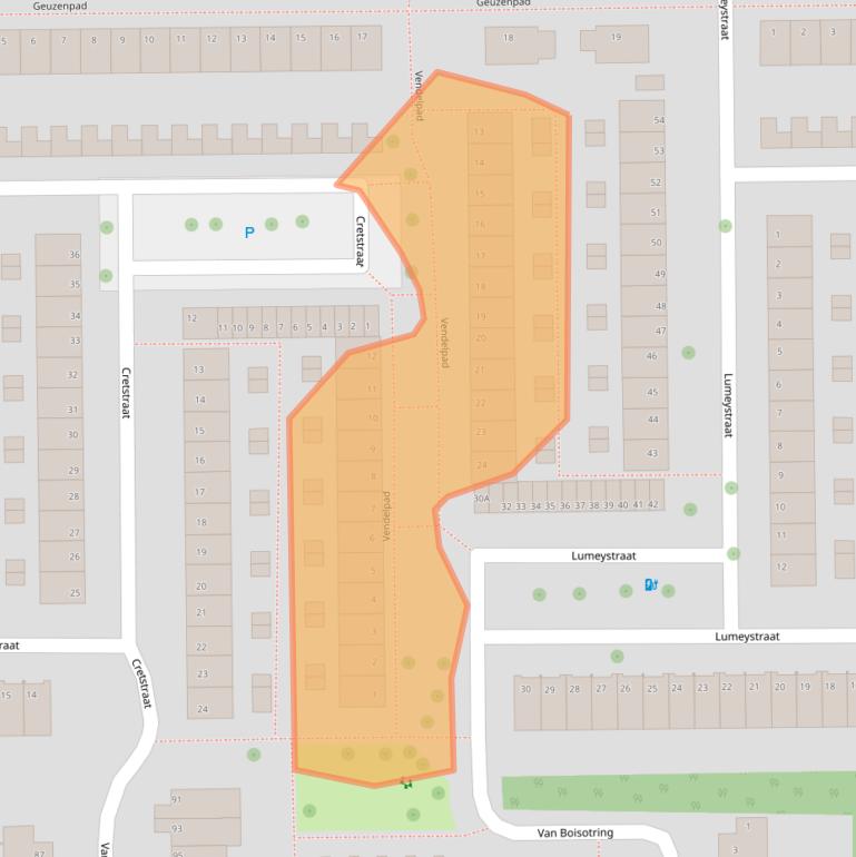 Kaart van postcodegebied 2722AL.