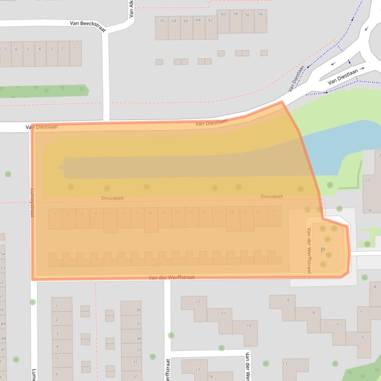 Kaart van postcodegebied 2722AW.