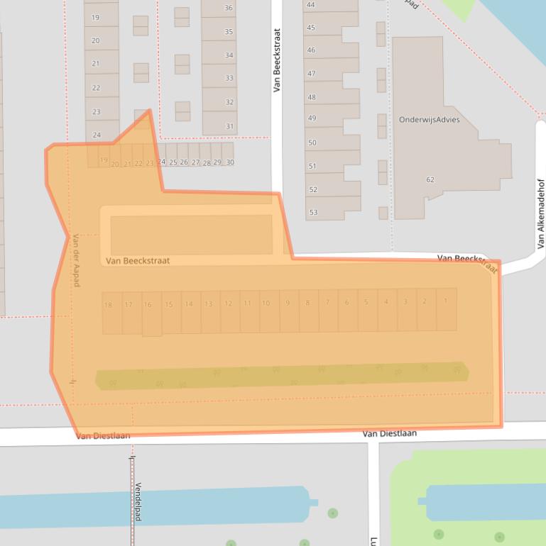 Kaart van postcodegebied 2722BB.