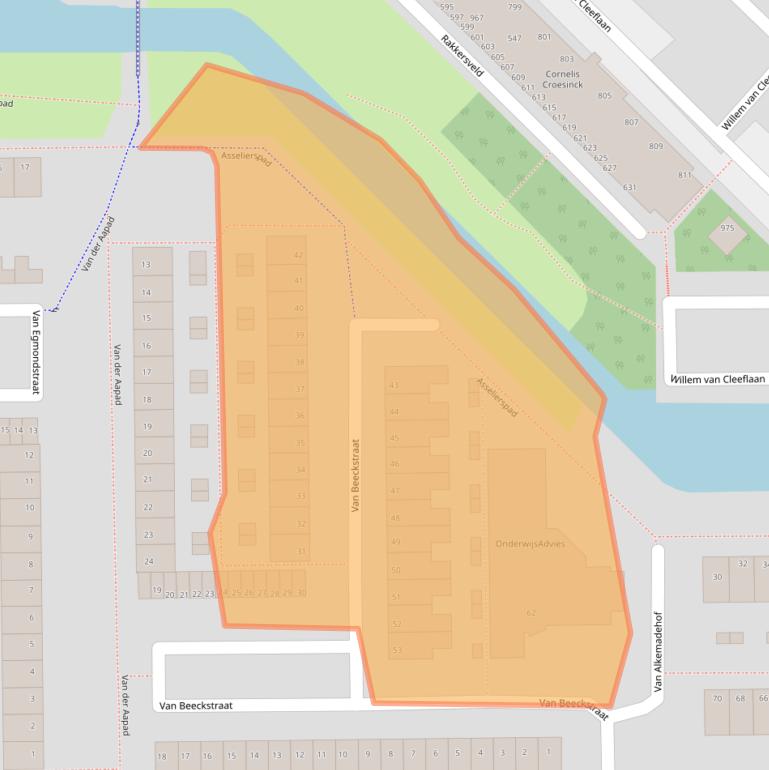 Kaart van postcodegebied 2722BC.