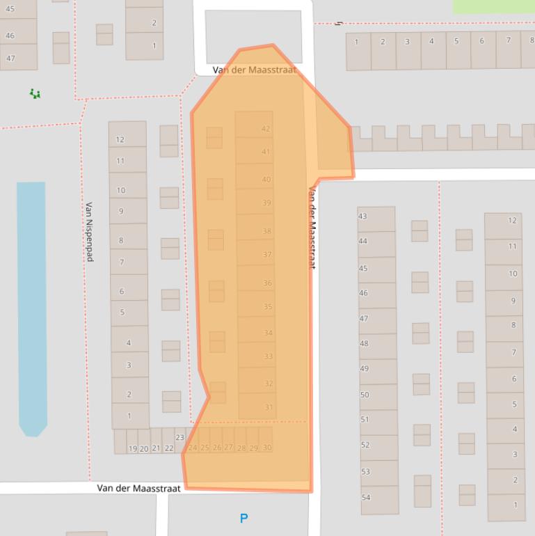 Kaart van postcodegebied 2722BJ.