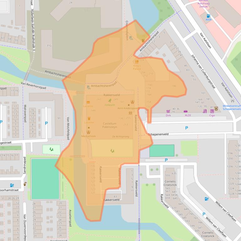 Kaart van postcodegebied 2722BN.