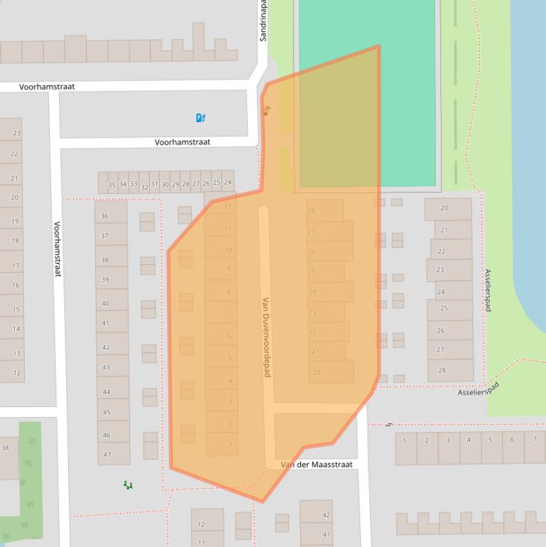 Kaart van postcodegebied 2722CB.