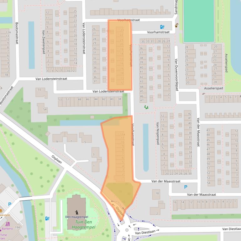 Kaart van postcodegebied 2722CC.