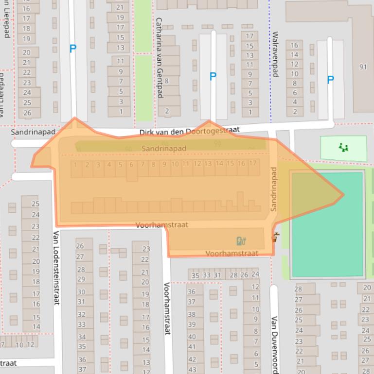 Kaart van postcodegebied 2722CE.