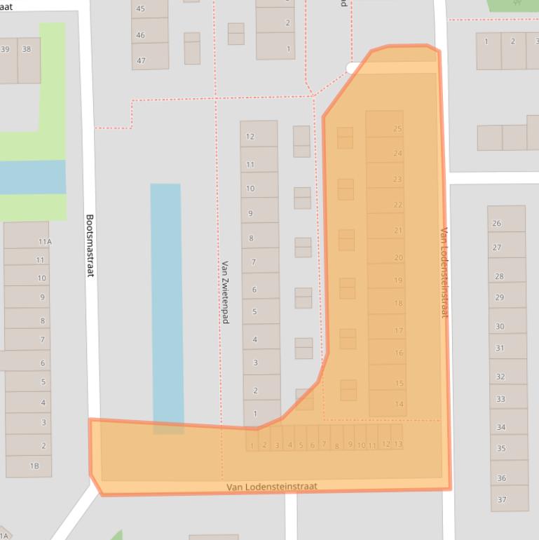 Kaart van postcodegebied 2722CG.