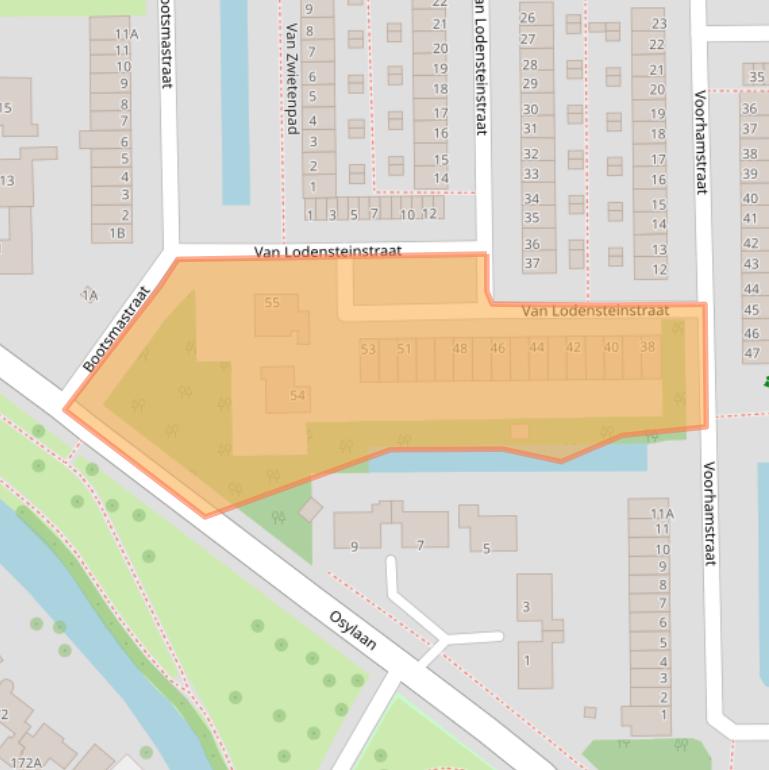 Kaart van postcodegebied 2722CJ.