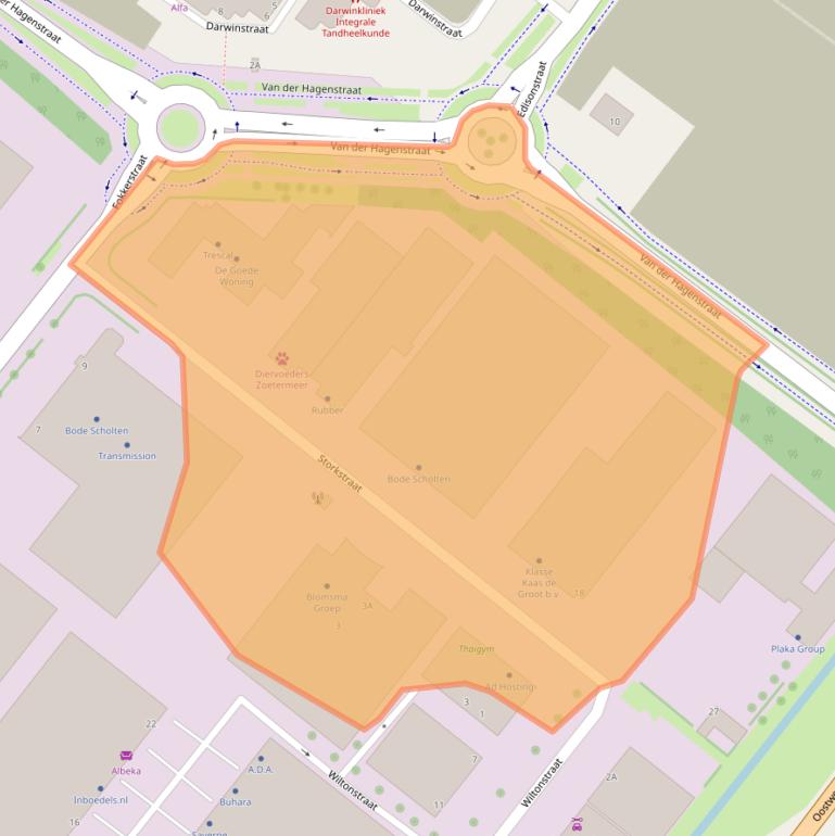 Kaart van postcodegebied 2722NN.