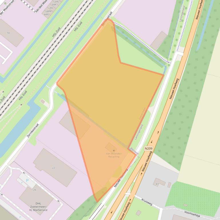 Kaart van postcodegebied 2722PA.