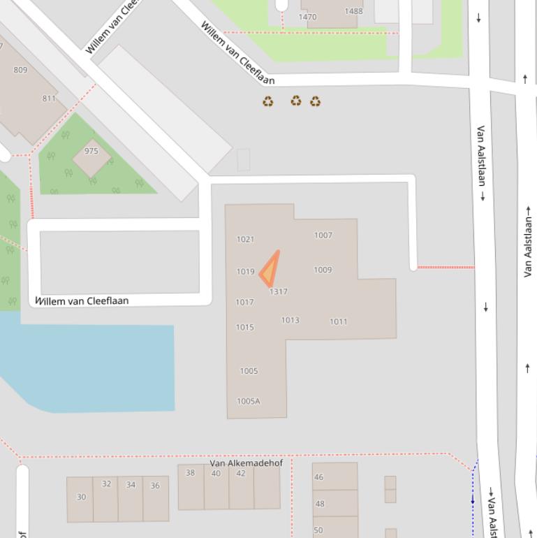 Kaart van postcodegebied 2722RJ.