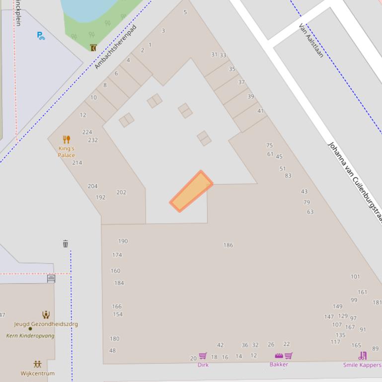 Kaart van postcodegebied 2722TZ.