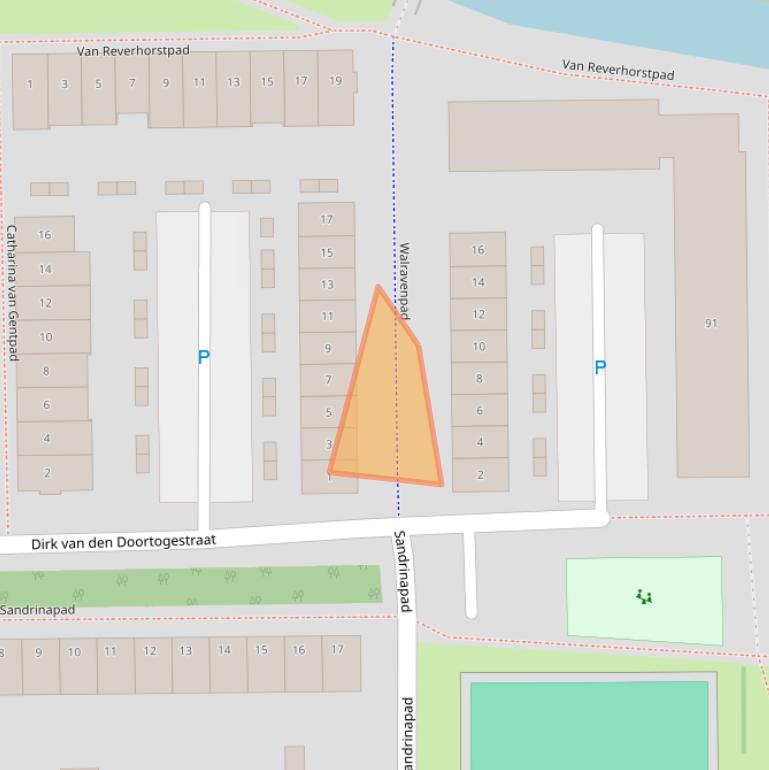 Kaart van postcodegebied 2722XB.