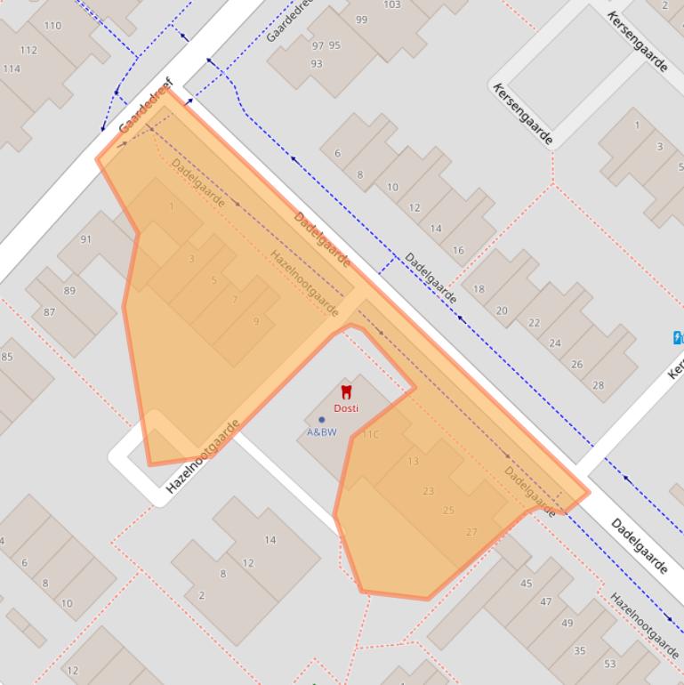 Kaart van postcodegebied 2723BH.