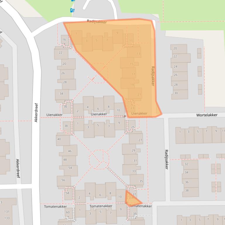 Kaart van postcodegebied 2723TJ.