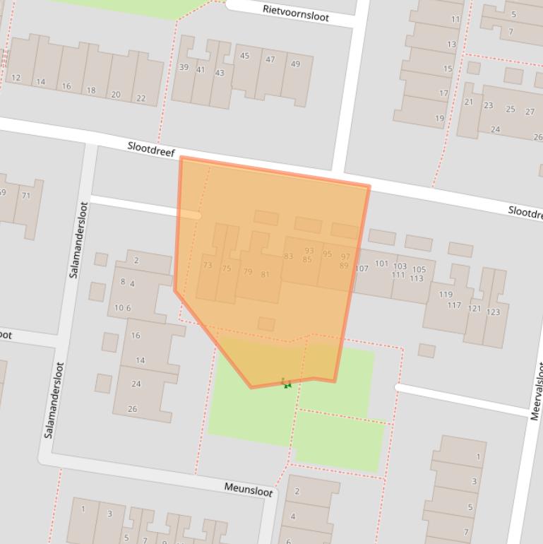 Kaart van postcodegebied 2724AC.