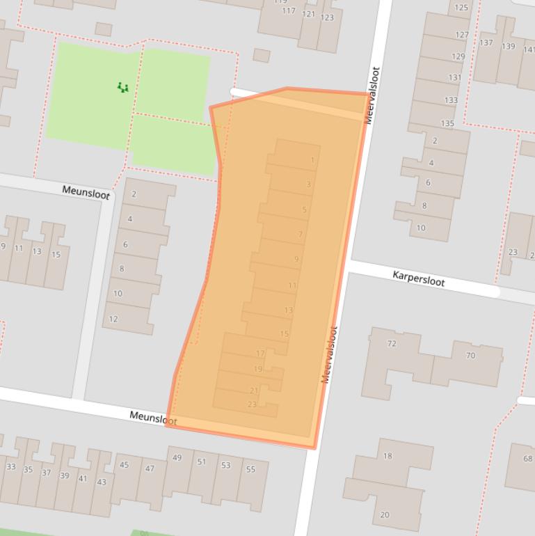 Kaart van postcodegebied 2724BJ.