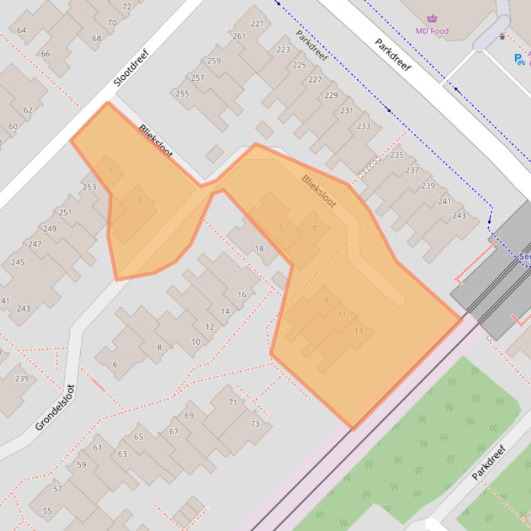 Kaart van postcodegebied 2724BW.