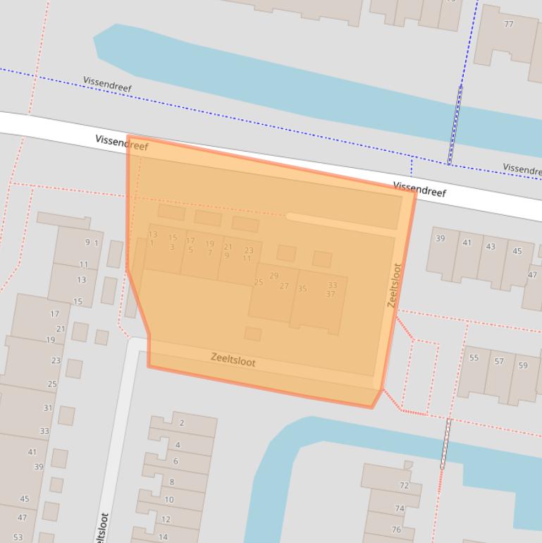 Kaart van postcodegebied 2724EE.