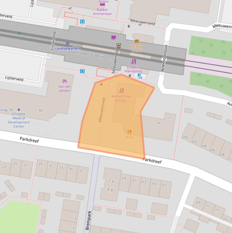 Kaart van postcodegebied 2724EW.