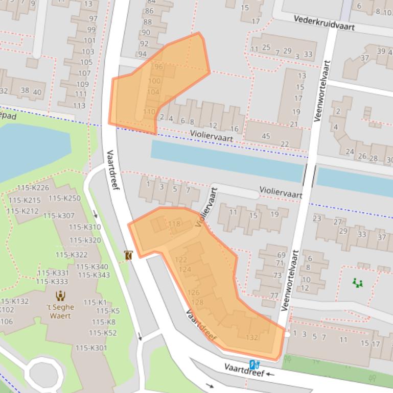 Kaart van postcodegebied 2724GJ.