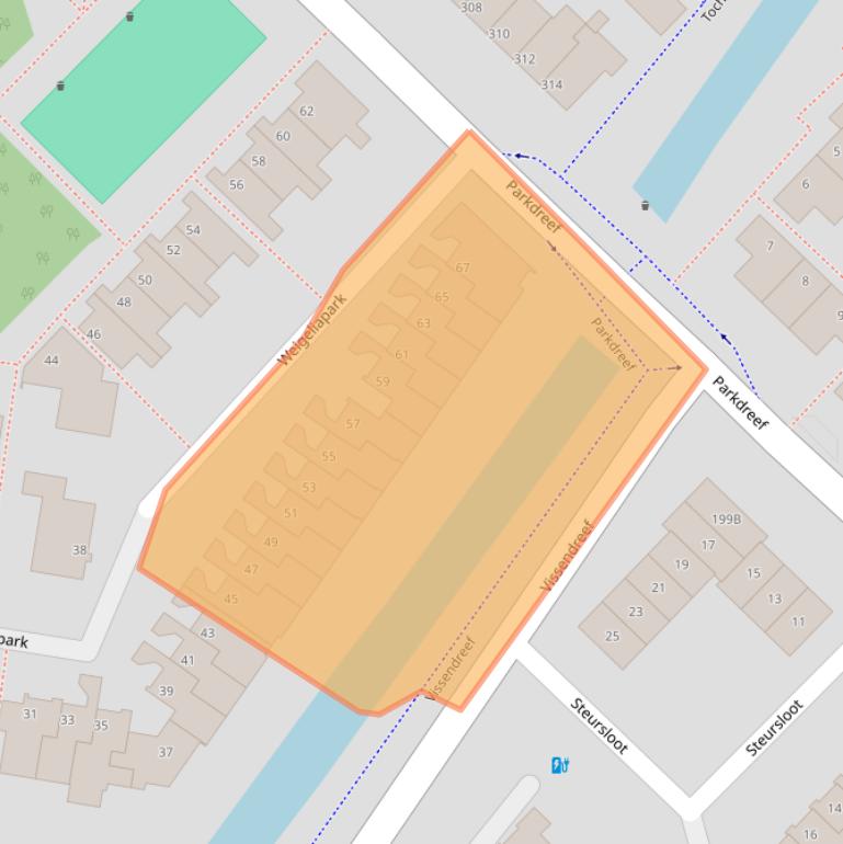 Kaart van postcodegebied 2724RJ.