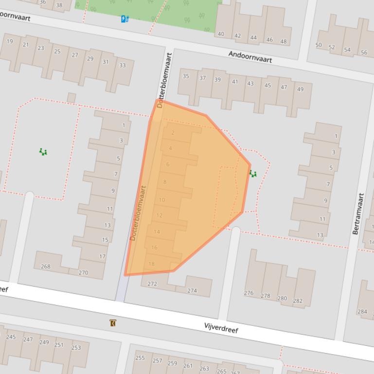 Kaart van postcodegebied 2724TJ.