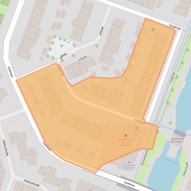 Kaart van postcodegebied 2725AA.