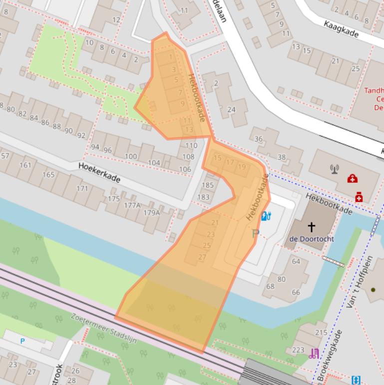 Kaart van postcodegebied 2725AP.