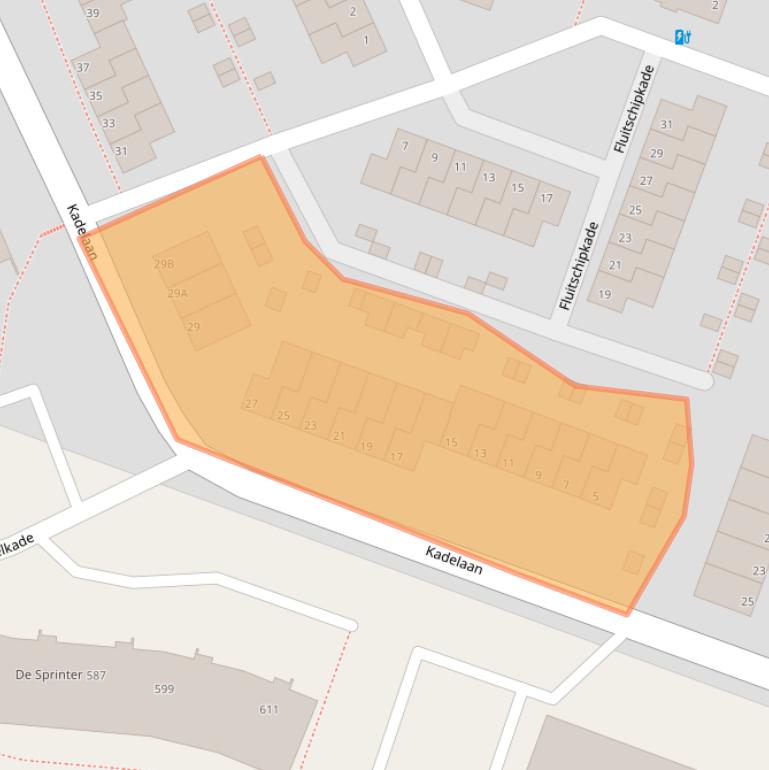 Kaart van postcodegebied 2725BA.