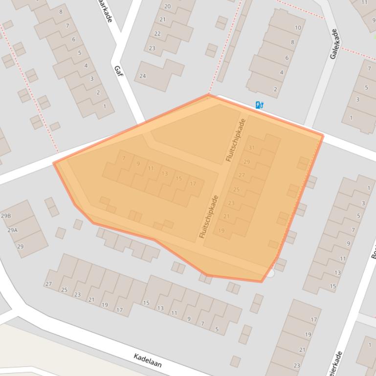 Kaart van postcodegebied 2725CE.