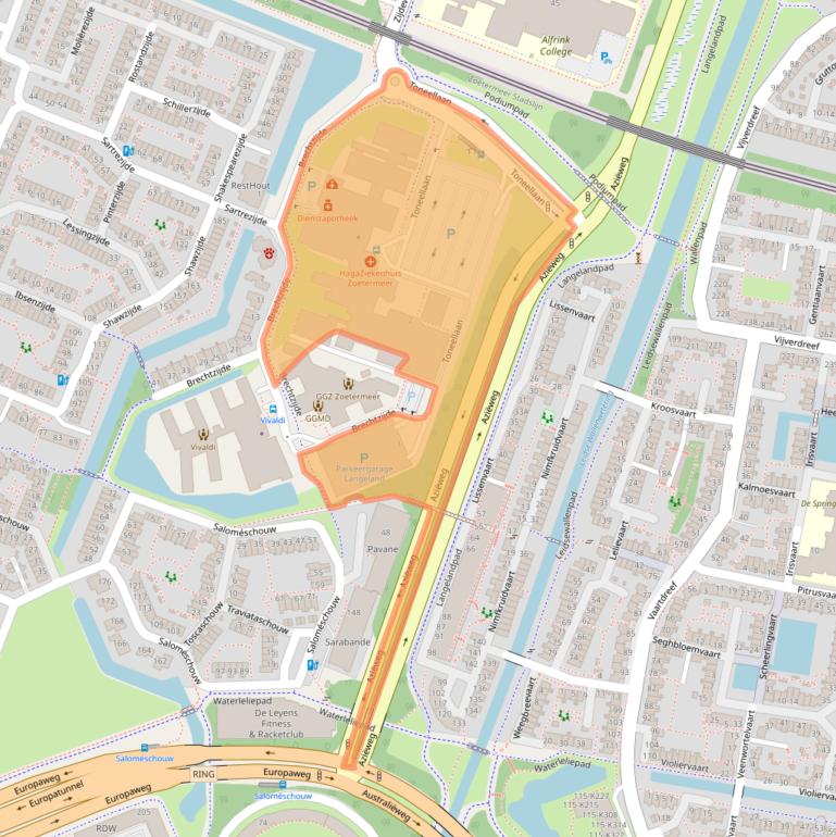 Kaart van postcodegebied 2725NA.