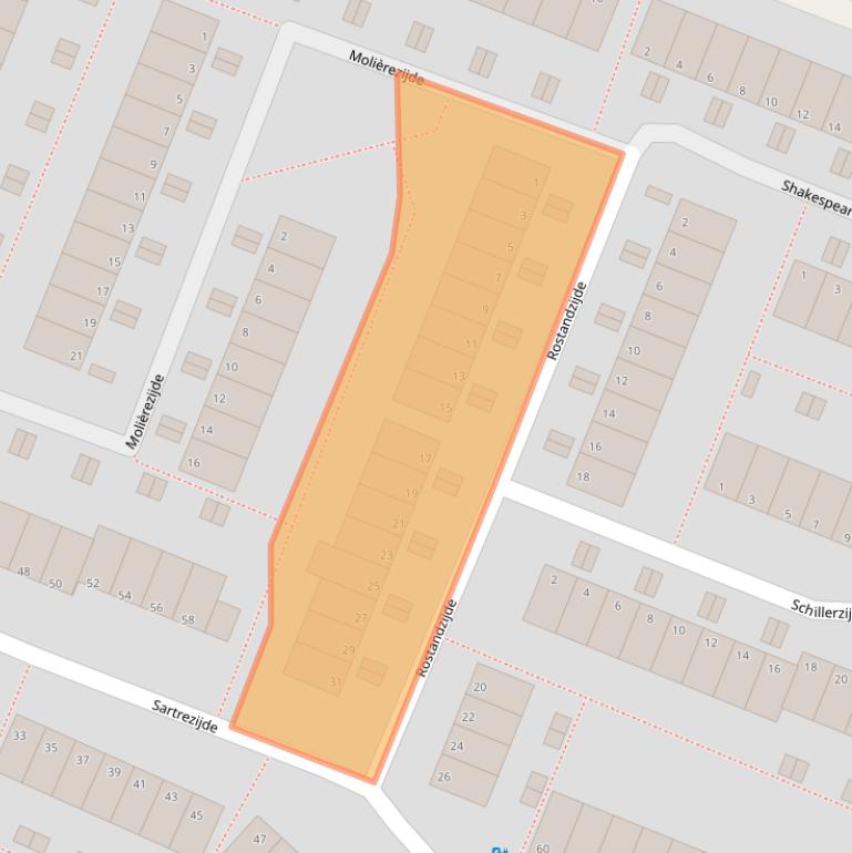 Kaart van postcodegebied 2725NJ.
