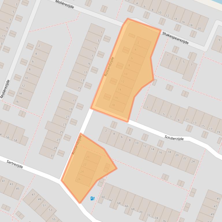 Kaart van postcodegebied 2725NK.