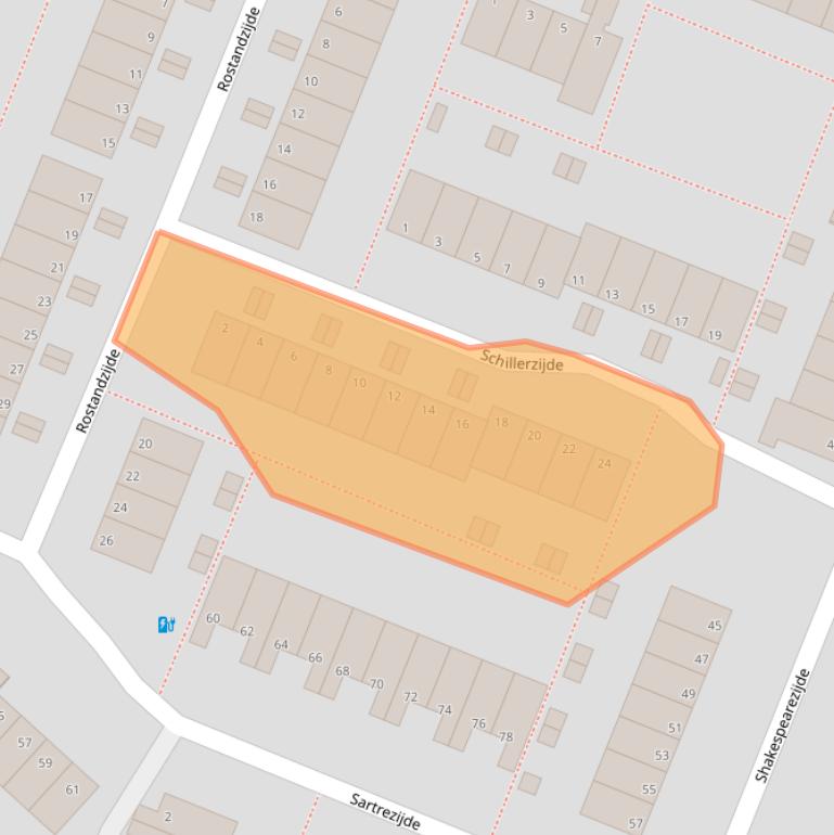 Kaart van postcodegebied 2725NM.