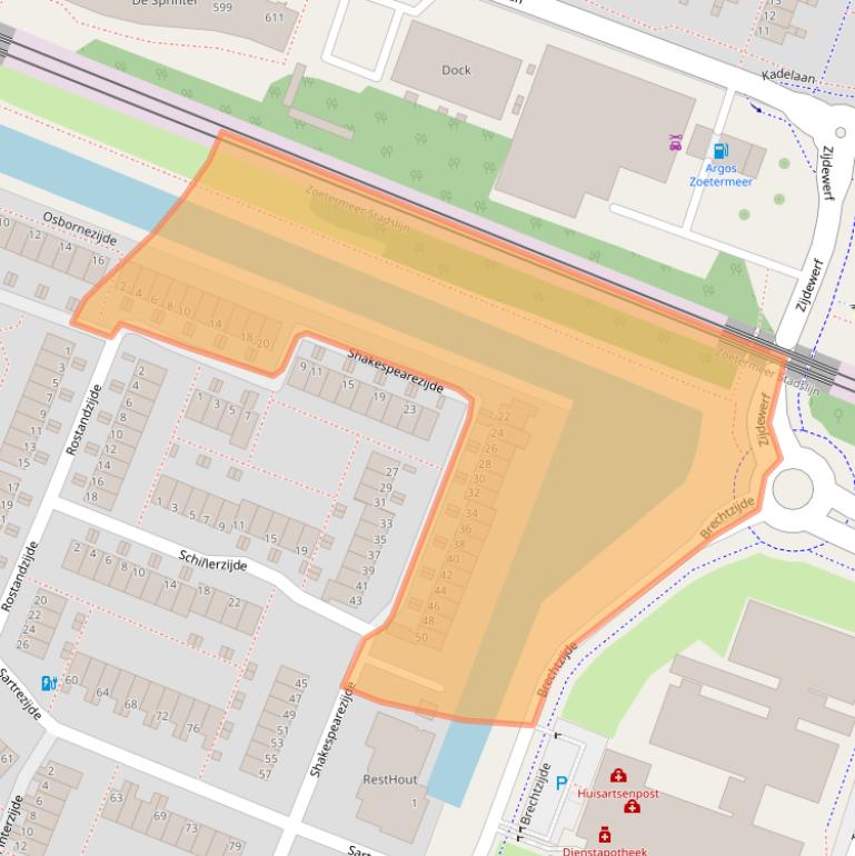 Kaart van postcodegebied 2725NN.