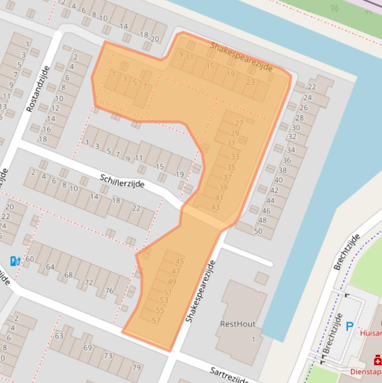 Kaart van postcodegebied 2725NP.