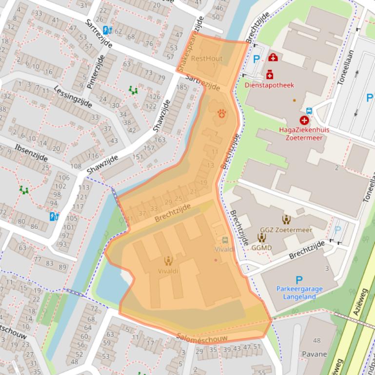 Kaart van postcodegebied 2725NR.