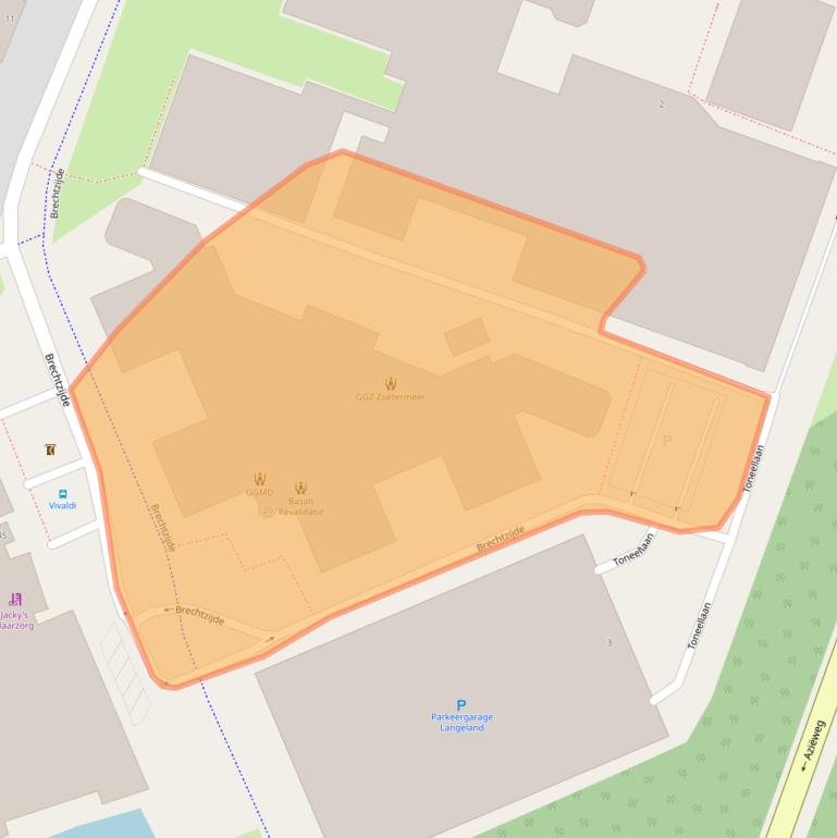 Kaart van postcodegebied 2725NS.