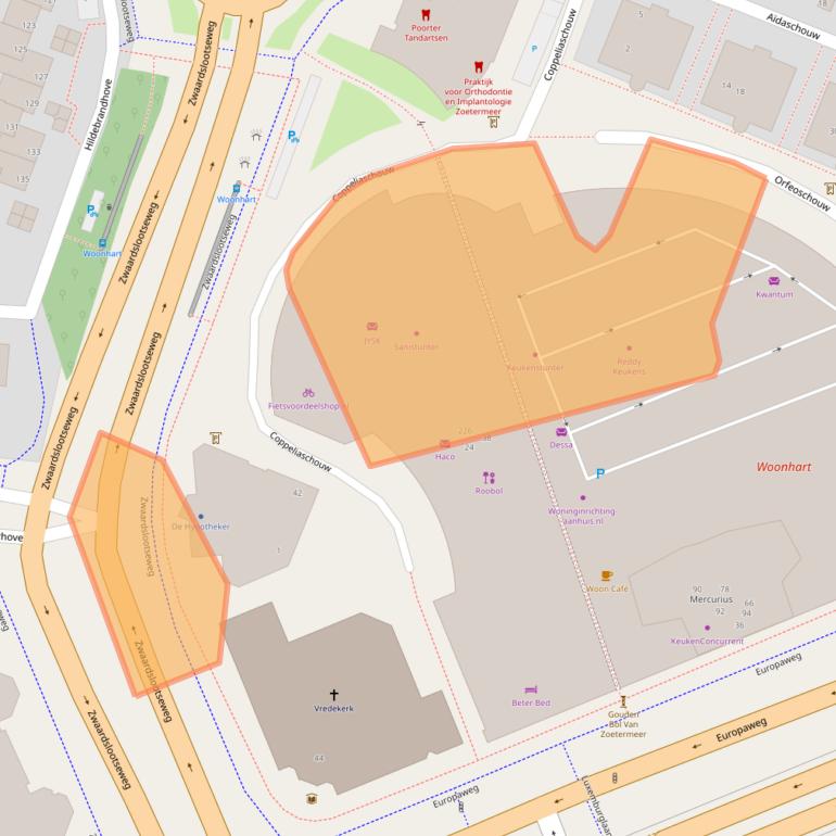 Kaart van postcodegebied 2726JB.