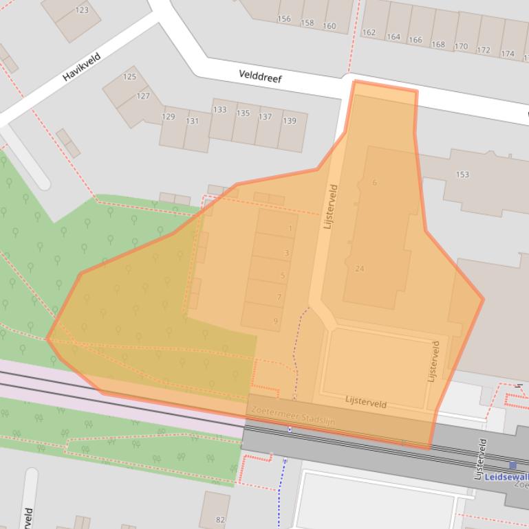 Kaart van postcodegebied 2727AJ.