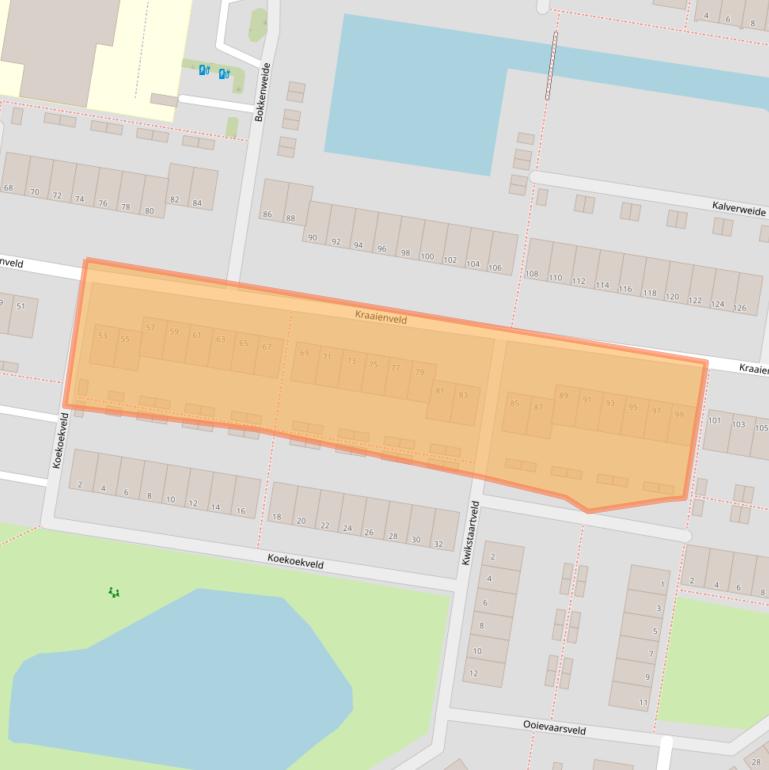 Kaart van postcodegebied 2727BJ.